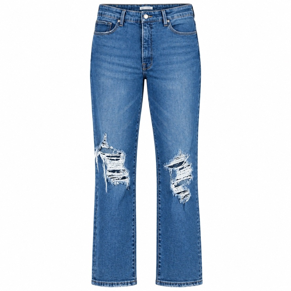 Good American Womens Jeans 16 Blue Distressed High Rise Straight Leg Denim